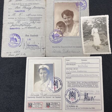 Original WWII German Red Cross Nurse Identification Papers Grouping