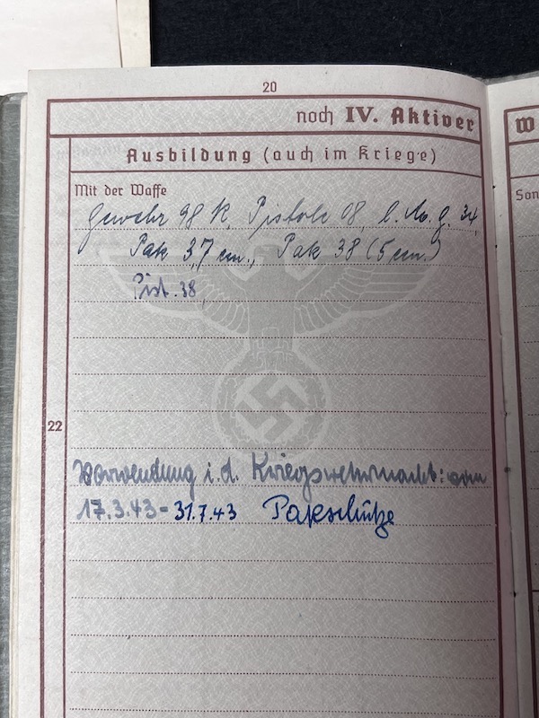 Original WWII German Wehrmacht Wehrpass & Traditions Badge Grouping - Obgefr Reinhold Zschau - Panzer-Aufklärungs-Abteilung 1 - 1 Panzer Division - Iron Cross Certificate - RARE! - Image 8