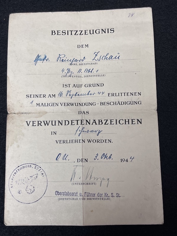 Original WWII German Wehrmacht Wehrpass & Traditions Badge Grouping - Obgefr Reinhold Zschau - Panzer-Aufklärungs-Abteilung 1 - 1 Panzer Division - Iron Cross Certificate - RARE! - Image 18