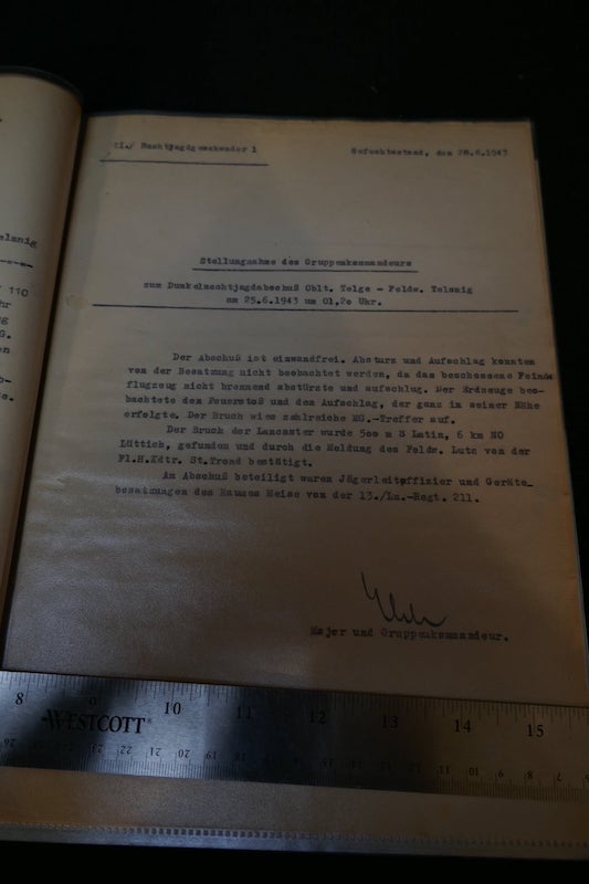 Original WWII German Luftwaffe Night Fighter Kill Report - Nachtjagdgeschwader 1 - RAF Lancaster Lantin/Heverlee Belgium - Photos - RARE - Image 12