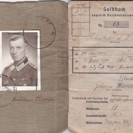 WWII German Wehrmacht Soldbuch - Uffz Stadler - Dolmetscher - Breslau 1945 - Rare!