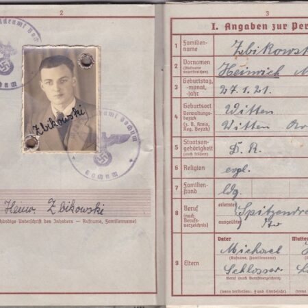 WWII German Luftwaffe Wehrpass - Obgefr Zbikowski - 246th Volksgrenadier Division - Went Missing in Battle of Aachen 1944