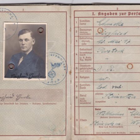 WWII German Wehrmacht Wehrpass - Obergefr Ehmcke - Grenadier Regiment 478 (Wounded in Operation Citadel) - Döberitz- Infanterie Schule/Berlin 1945