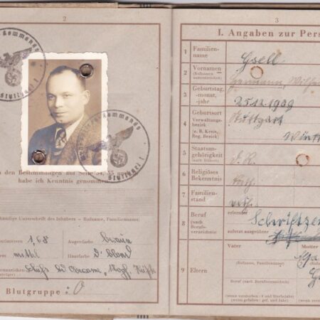 WWII German Wehrmacht Wehrpass - Gefeiter Gsell - Panzer Grenadier Regiment 128 - 23 Panzer Division - Panzer Assault Bronze - KIA Jassy Ukraine 1944