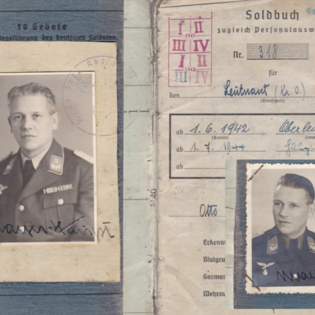 WWII German Luftwaffe Soldbuch - Hauptmann Mayer-Haupt - Two ID Photos! - Luftnachrichten-Regiment 30 - Tropical Uniform Issued - WWI Medal list!