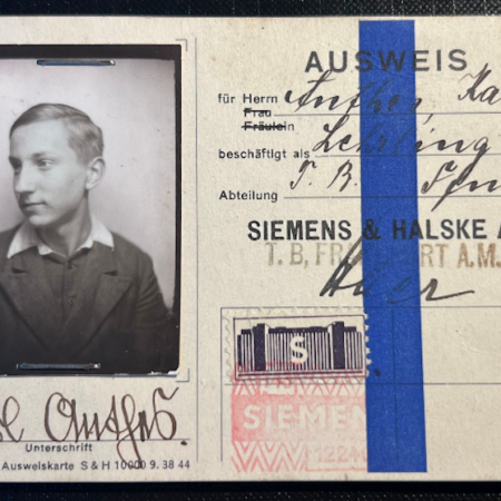 WWII German Ausweis - Karl Anther - Siemens & Halske AG - Frankfurt am Main (Sold)
