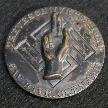 Original WWII 1934 NSDAP "Hilfswerk" Donation Badge – Gau Bayreuth Ostmark - Rarer Version